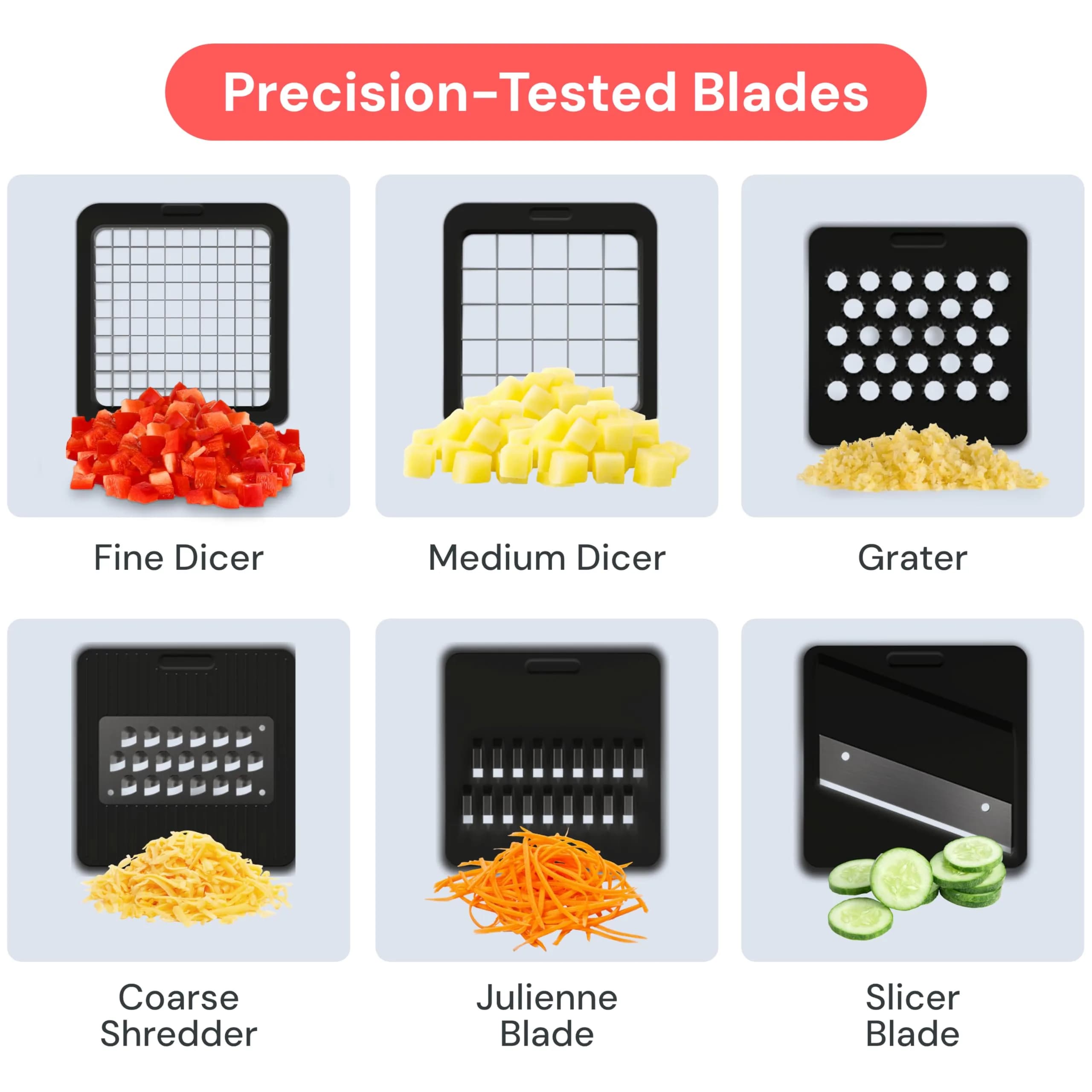 Fullstar 6-in-1 Vegetable Chopper & Mandoline Slicer with Container | 1.2L Capacity, 6 Stainless Steel Blades, White/Black - view 4