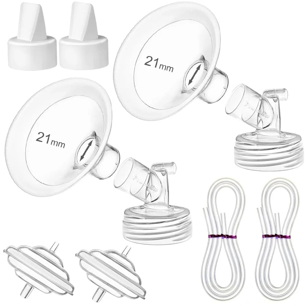 PUMPMOM-US 24mm Flange Pump Parts for Spectra S1/S2/9+ Breast Pumps | 8-Piece Set — 21mm Full Set