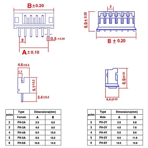 Taiss JST PH Connector Kit 580PCS 2.0mm | Widely Used in Household & Electronics thumbnail 2