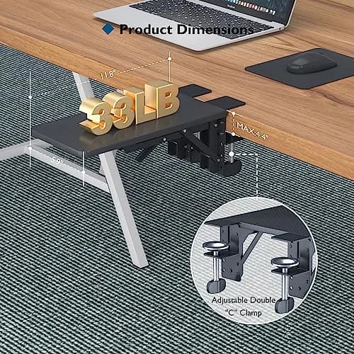 BONTEC Desk Extender Tray 30cm x 15cm (11.8"x5.9") | Clamp-On Ergonomic Arm Rest for Home & Office Use thumbnail 6