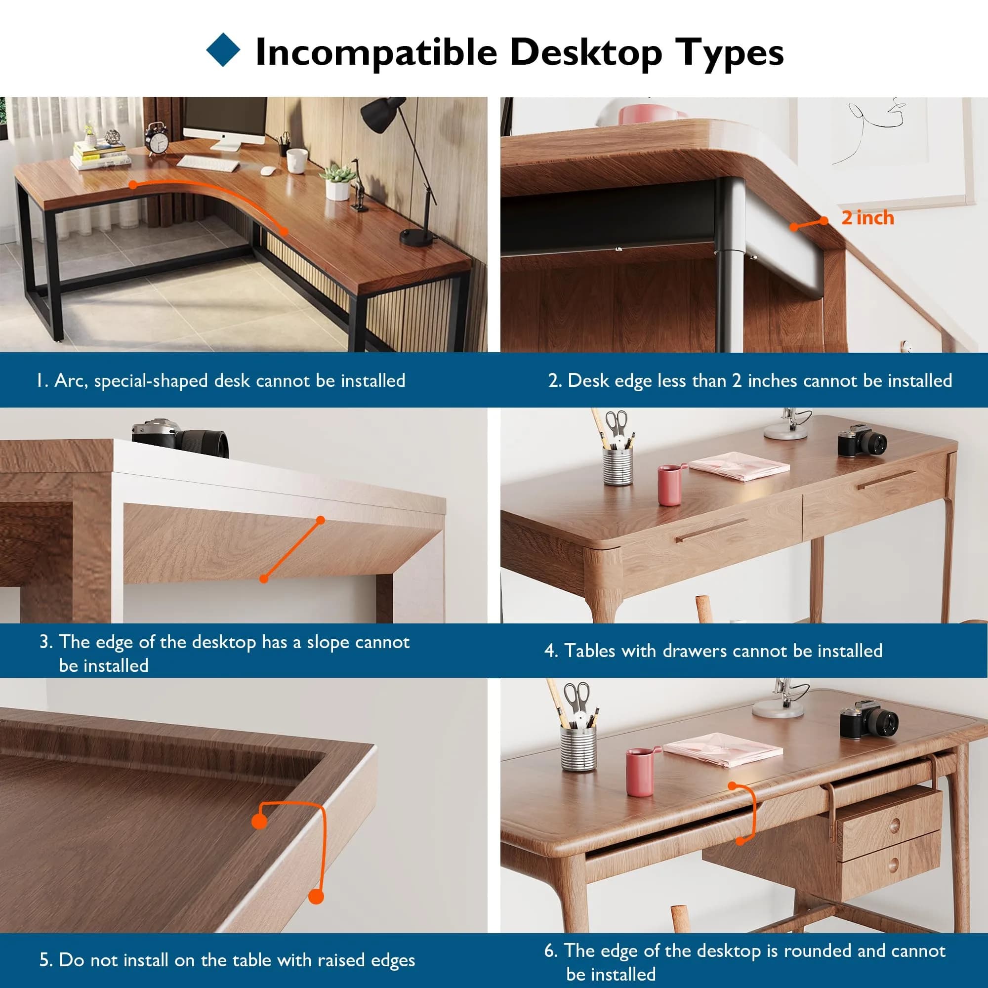 BONTEC Desk Extender Tray 30cm x 15cm (11.8"x5.9") | Clamp-On Ergonomic Arm Rest for Home & Office Use - view 7