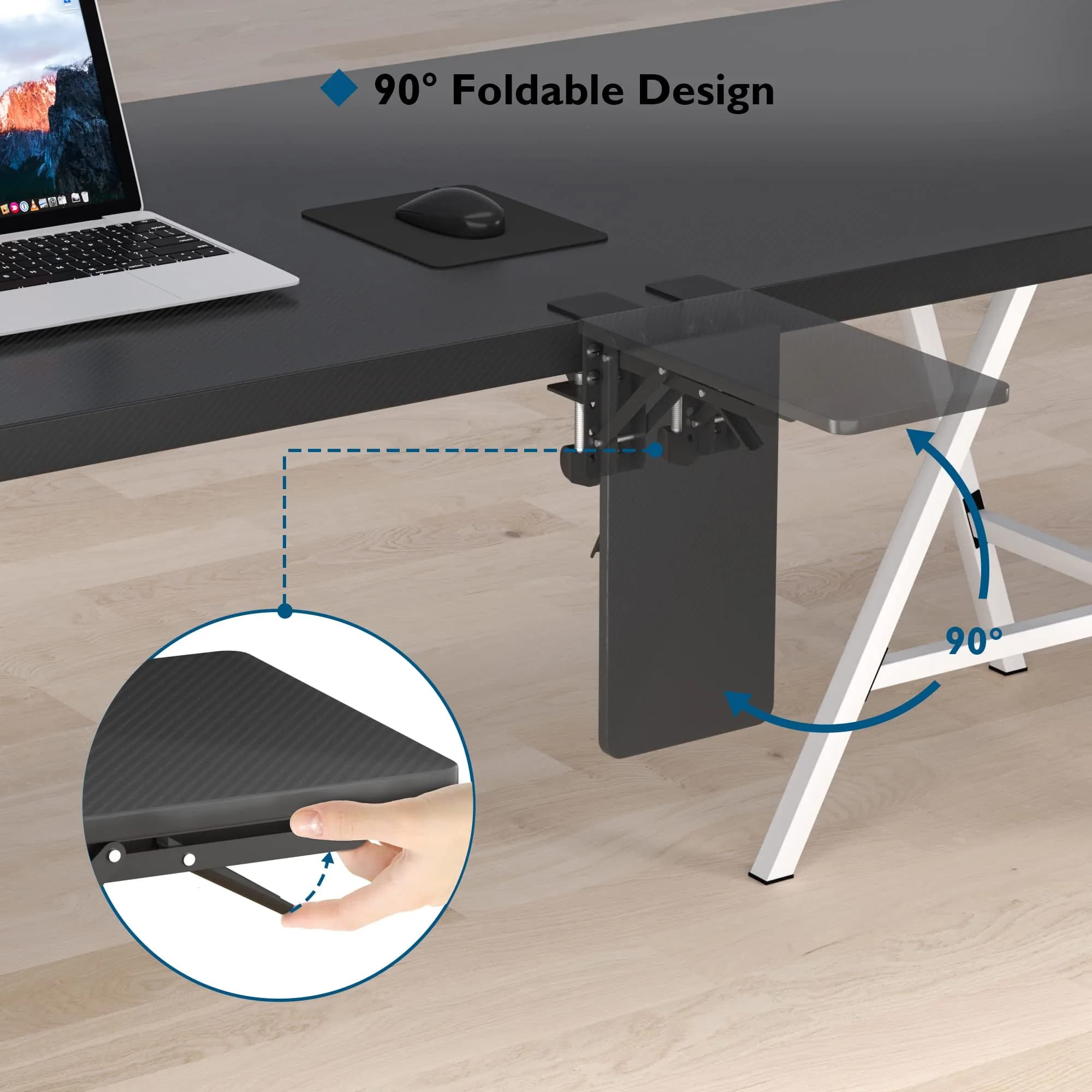 BONTEC Desk Extender Tray 30cm x 15cm (11.8"x5.9") | Clamp-On Ergonomic Arm Rest for Home & Office Use - view 3