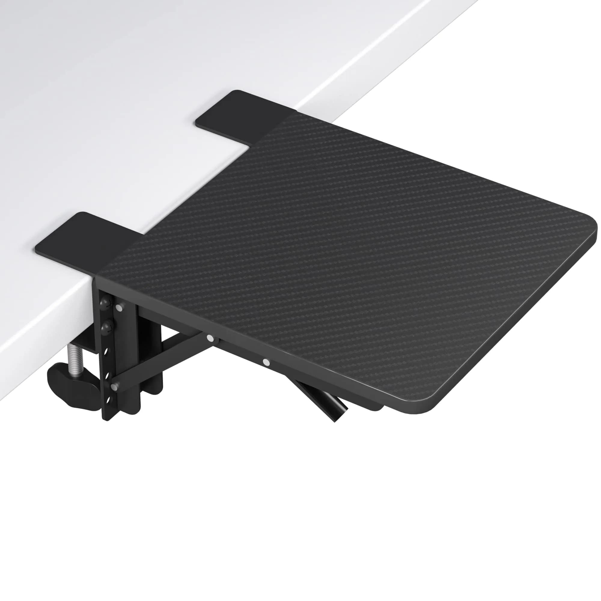 BONTEC Ergonomic Desk Extender Tray 9.5"x9.1" (24cmx23cm) Black | Clamp-on Keyboard and Mouse Shelf for Enhanced Workspace - main product image