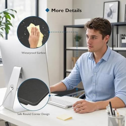 BONTEC Ergonomic Desk Extender Tray 9.5"x9.1" (24cmx23cm) Black | Clamp-on Keyboard and Mouse Shelf for Enhanced Workspace thumbnail 4