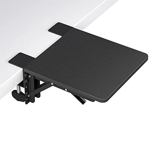 BONTEC Ergonomic Desk Extender Tray 9.5"x9.1" (24cmx23cm) Black | Clamp-on Keyboard and Mouse Shelf for Enhanced Workspace thumbnail 1
