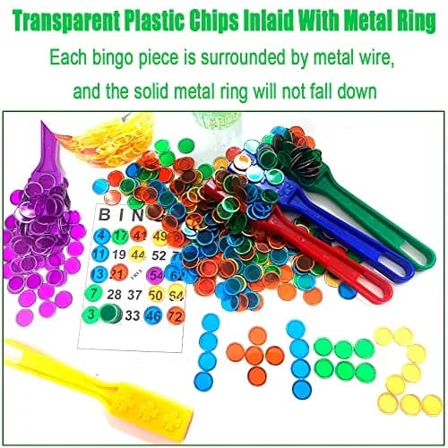 Dacefloy Magnetic Wands and Bingo Chips Set Magnet Wand 100 Multicolour Metal Ringed Discs Kids Science STEM Kit Learning Accessories Family Game Night Tokens thumbnail 3