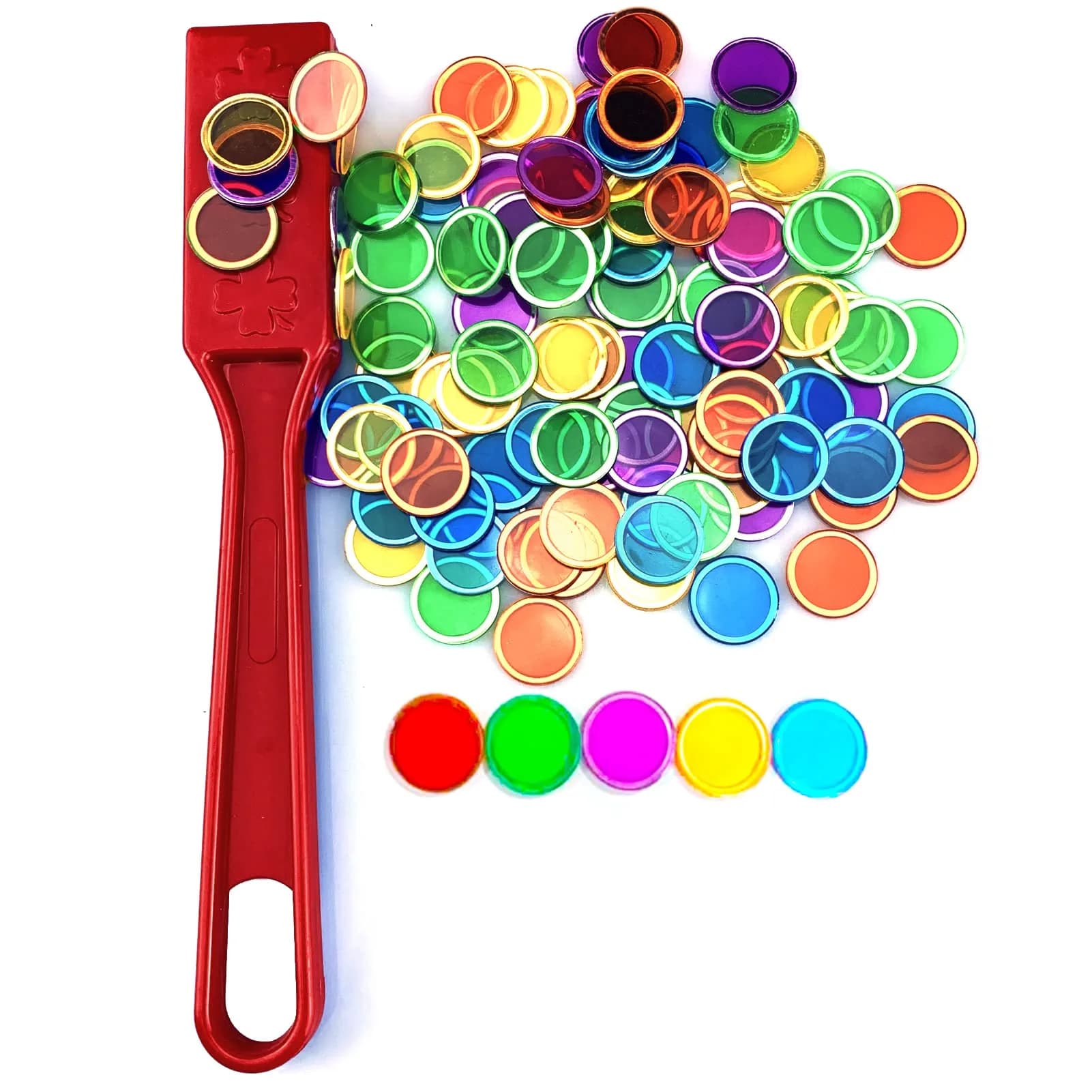Dacefloy Magnetic Wands and Bingo Chips Set Magnet Wand 100 Multicolour Metal Ringed Discs Kids Science STEM Kit Learning Accessories Family Game Night Tokens