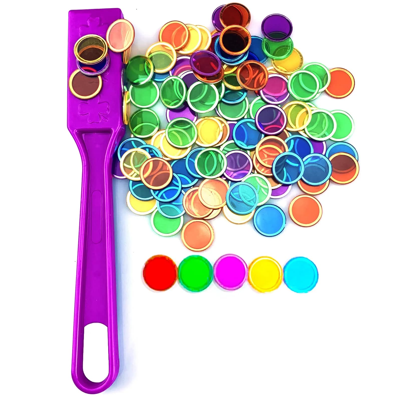 Dacefloy Magnetic Wands and Bingo Chips Set Magnet Wand 100 Multicolour Metal Ringed Discs Kids Science STEM Kit Learning Accessories Family Game Night Tokens