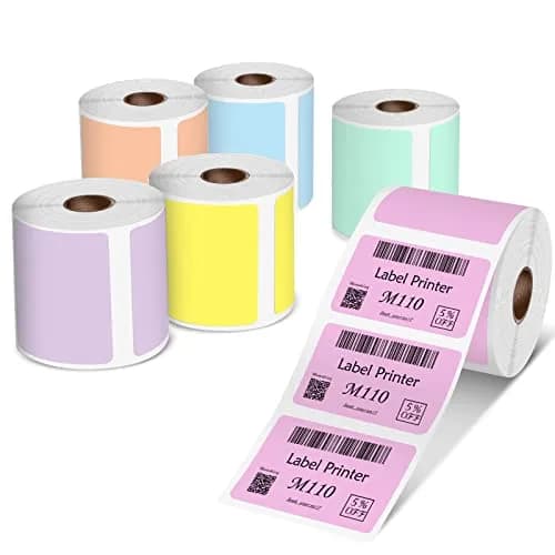 Phomemo M110 Labels 6 Rolls (40x30mm / 1.57"x1.18") | Assorted Colors, Thermal Adhesive Sticker Rolls thumbnail 1