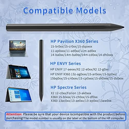 SSS·GRGB Rechargeable Stylus Pen for HP Envy/Pavilion/Spectre X360/X2 (Black) | MPP 2.0, 4096 Pressure, Tilt, Palm Rejection thumbnail 2