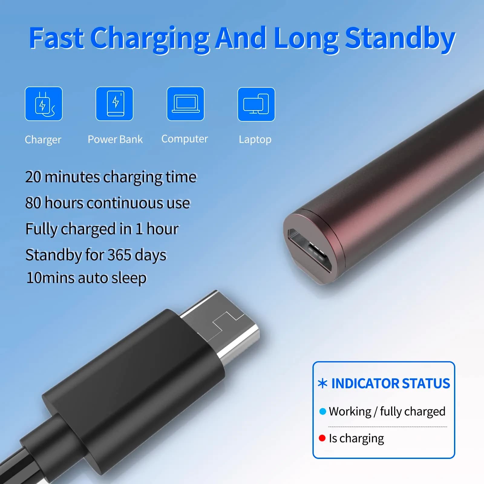 SSS·GRGB Rechargeable Stylus Pen for HP Laptops | Red, 14.6cm (0.9cm Diameter) - view 5