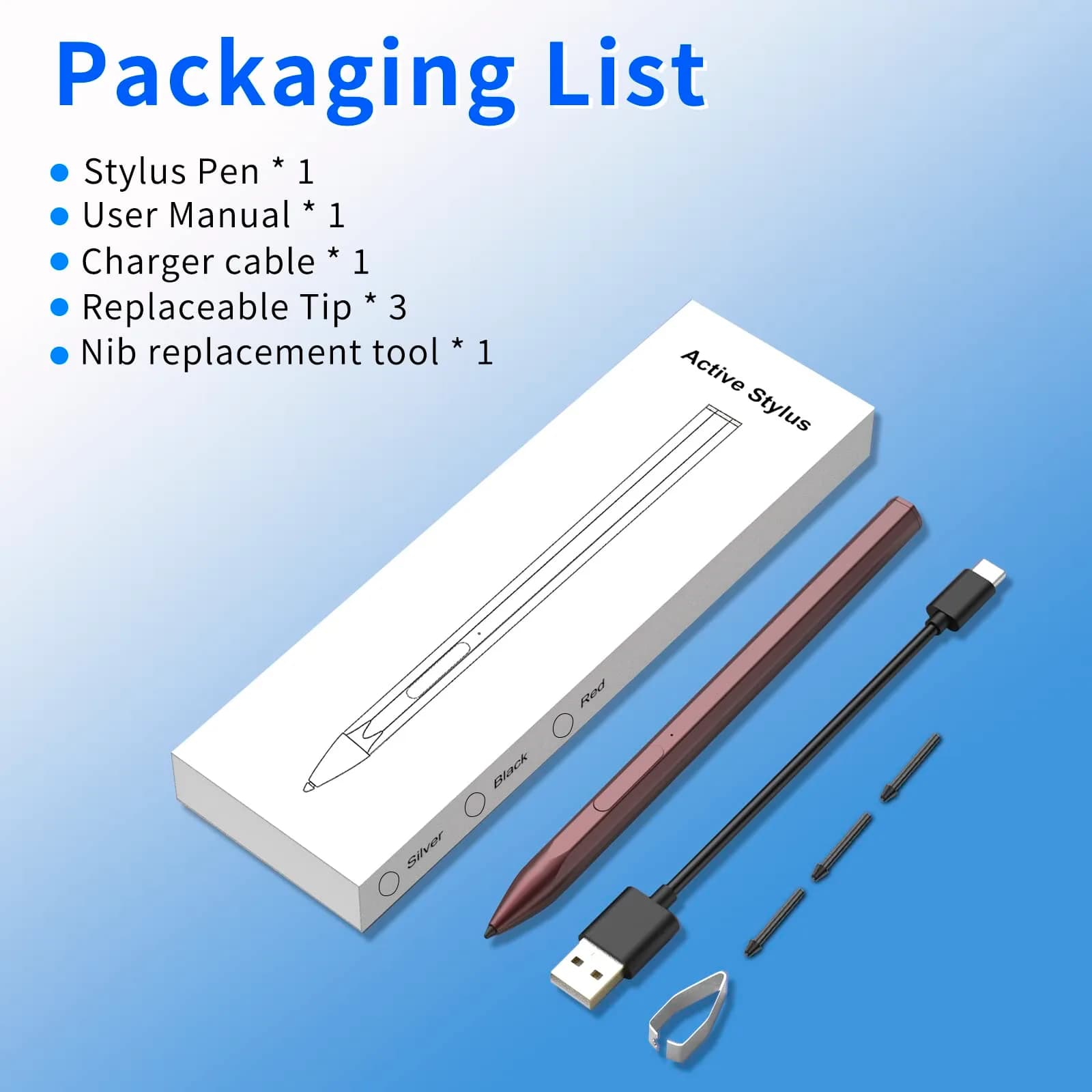 SSS·GRGB Rechargeable Stylus Pen for HP Laptops | Red, 14.6cm (0.9cm Diameter) - view 6