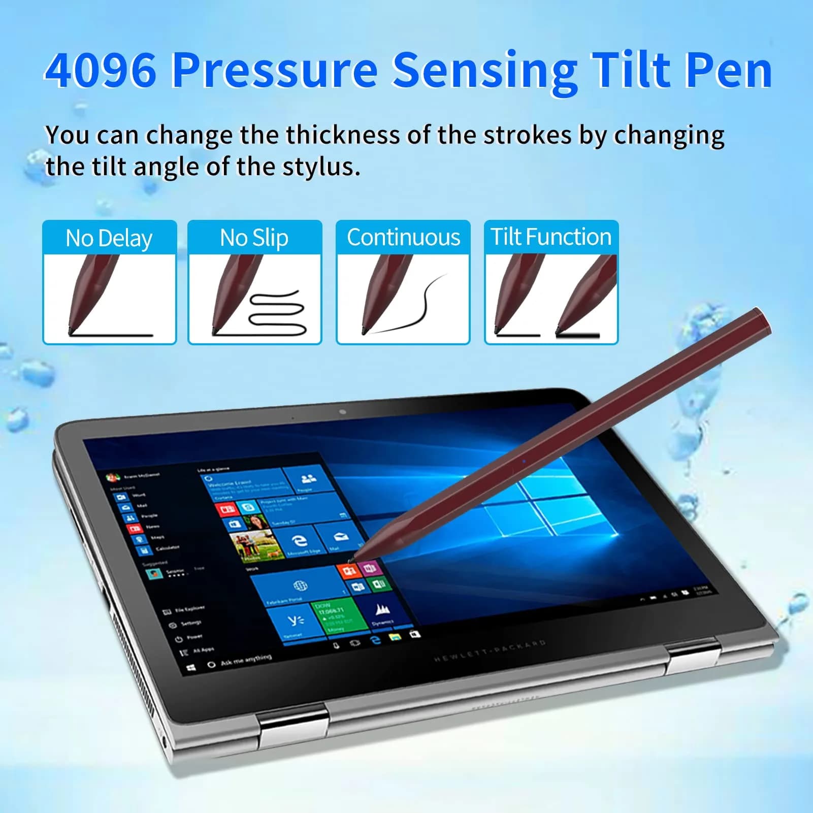 SSS·GRGB Rechargeable Stylus Pen for HP Laptops | Red, 14.6cm (0.9cm Diameter) - view 3