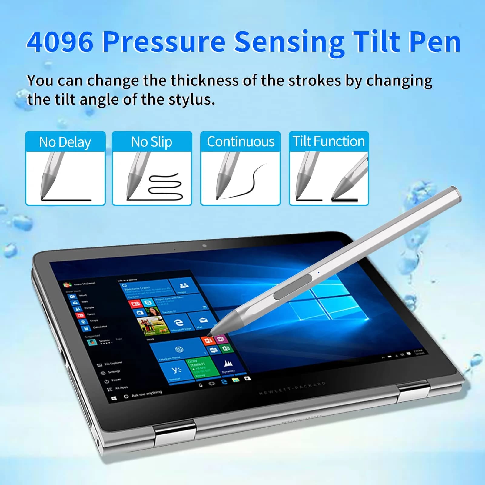 SSS·GRGB Silver U-shaped Stylus Pen for HP Envy/Pavilion/Spectre X360/X2 | MPP 2.0, 4096 Pressure, Tilt, Palm Rejection - view 4