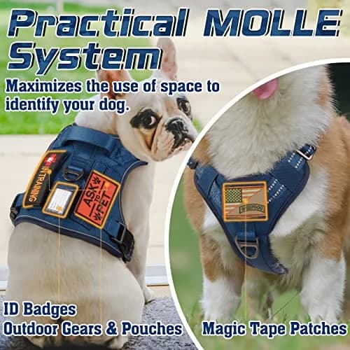 rabbitgoo Tactical Dog Harness for Large Dogs | No Pull Military Service Vest with MOLLE & Reflective Strips thumbnail 4