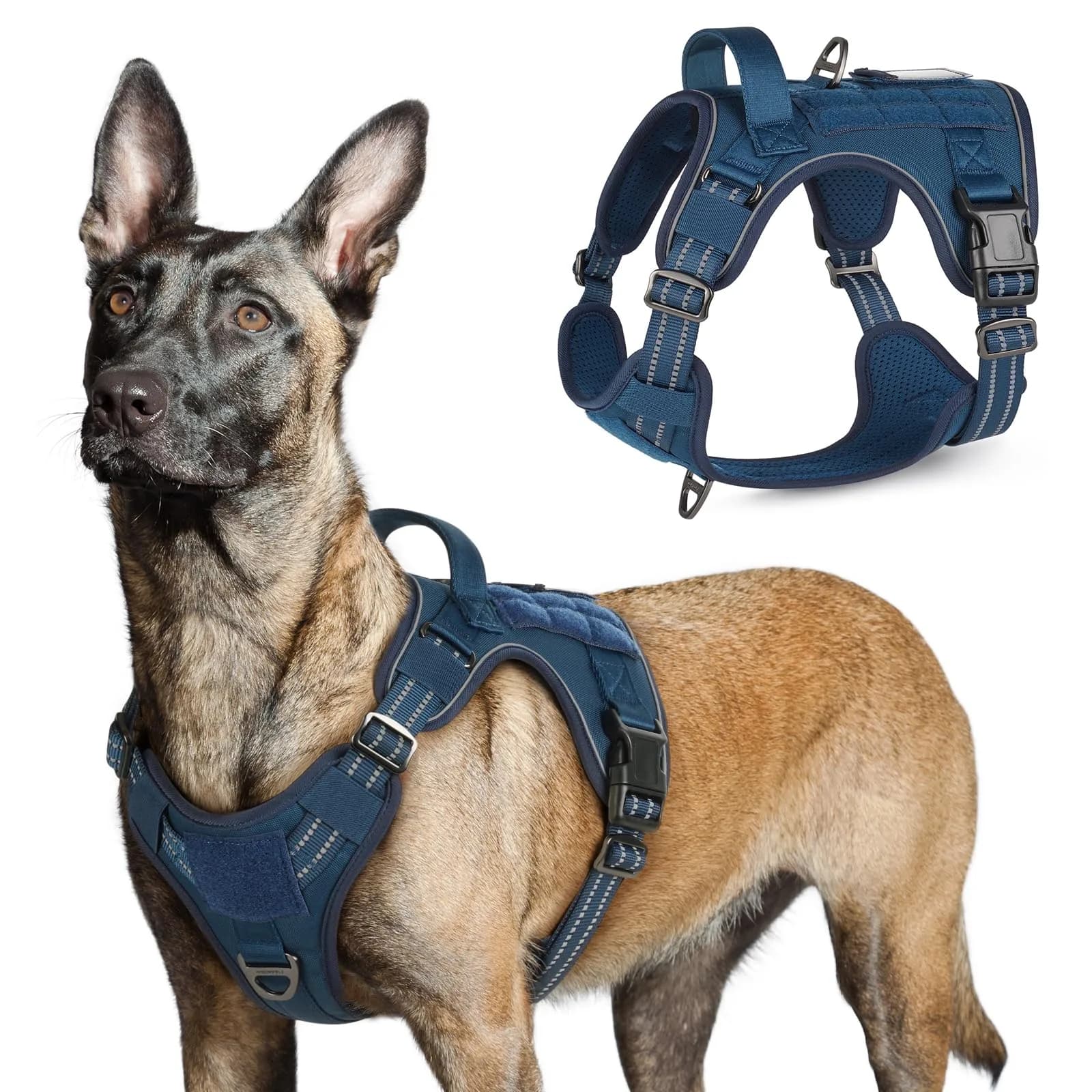 rabbitgoo Tactical Dog Harness for Large Dogs | No Pull Military Service Vest with MOLLE & Reflective Strips - main product image