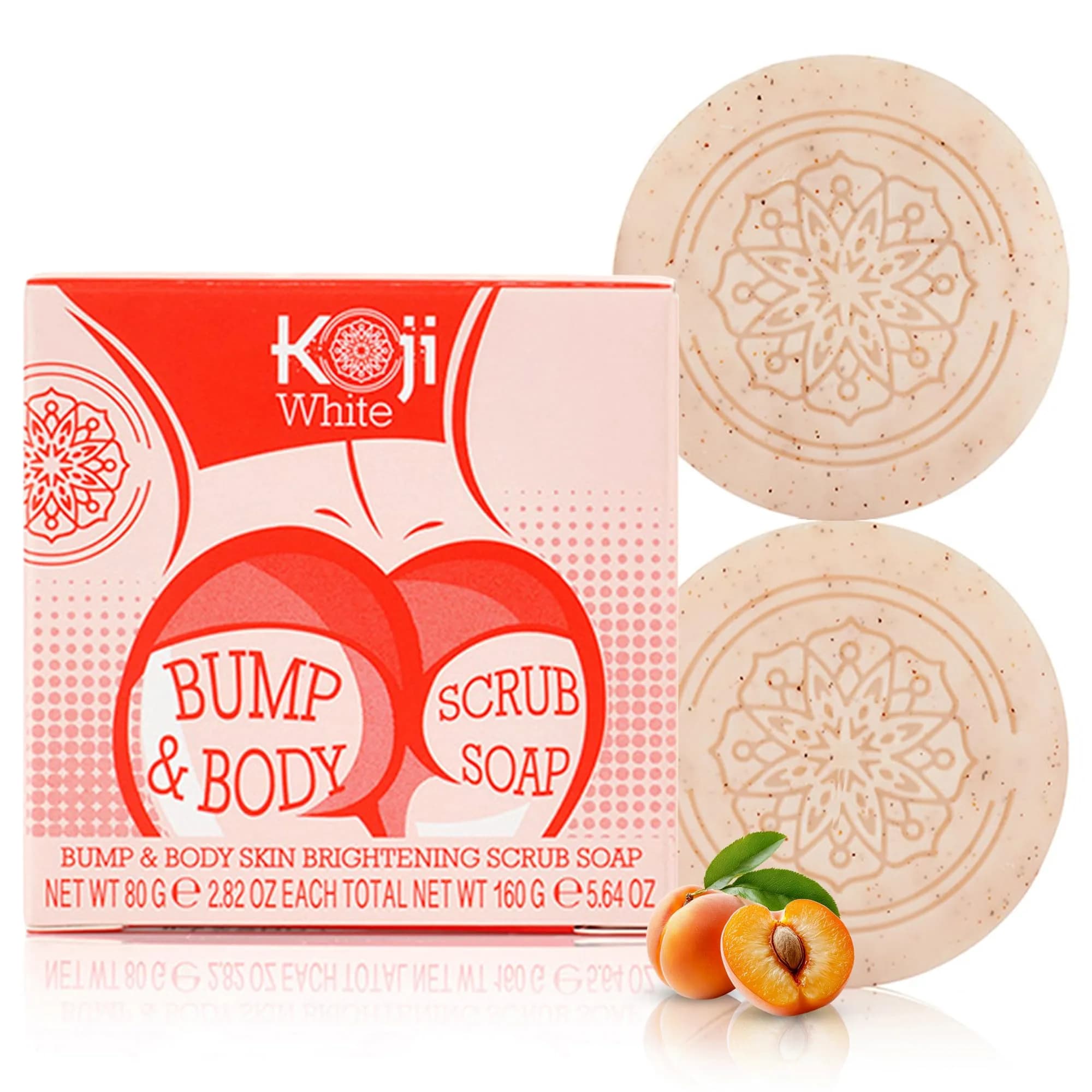 Koji White Kojic Acid Bump Eraser Body Scrub Soap 2 Bars | Brightening & Exfoliating — White