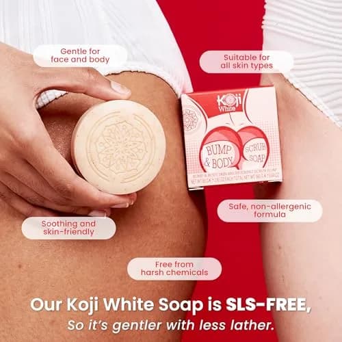 Koji White Kojic Acid Bump Eraser Body Scrub Soap 2 Bars | Brightening & Exfoliating thumbnail 6
