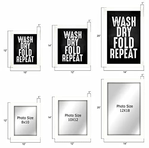 Inkdotpot White Laundry Room Sign with Frame 35.56x30.48 cm (14x12 Inches) | Modern Wash Dry Fold Repeat Wall Art thumbnail 3