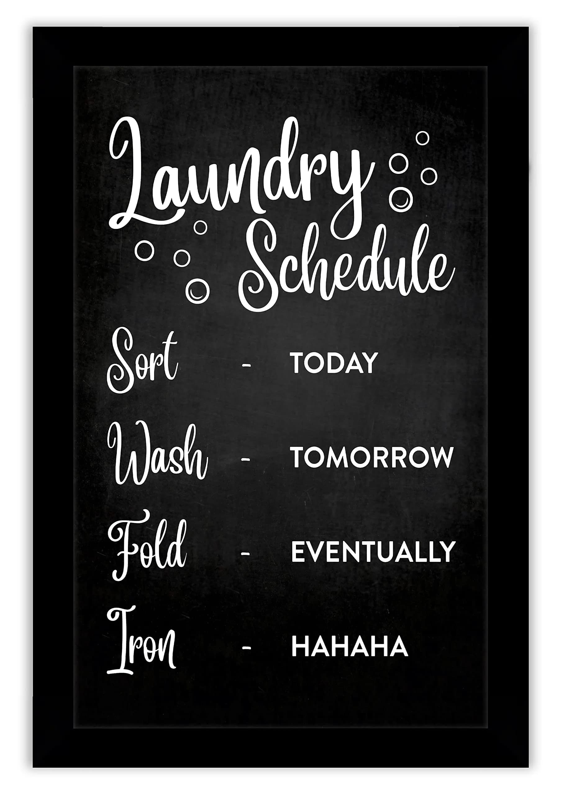 Inkdotpot Laundry Room Poster 8x10 Inch | Wash Dry Fold Repeat Wall Art for Home Laundry — Black