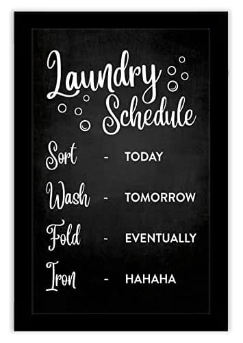 Inkdotpot Black Wall Art Poster with Frame | Modern Laundry Schedule for Home & Wash Area thumbnail 1