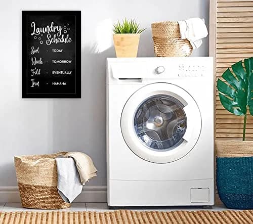 Inkdotpot Black Wall Art Poster with Frame | Modern Laundry Schedule for Home & Wash Area thumbnail 2