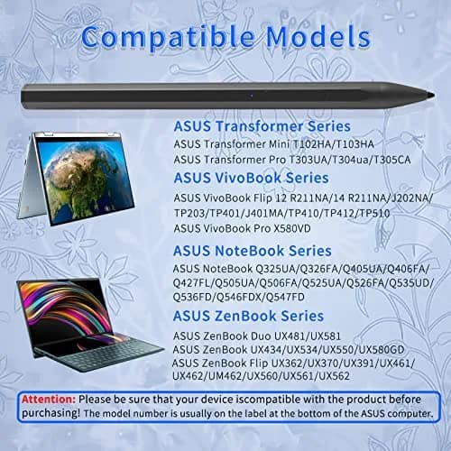 SSS·GRGB Rechargeable Stylus Pen for ASUS Laptops | 4096 Pressure Sensitivity, Black thumbnail 2