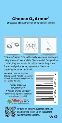 O2 Armor Nose Filters for Welding, Dust & Allergies (10 Pack, Large) | Capture 99% of Airborne Particles thumbnail 6