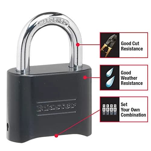Master Lock Resettable Combination Padlock 2-Pack | Hardened Steel Shackle for Gym Lockers & Outdoor Gates thumbnail 3