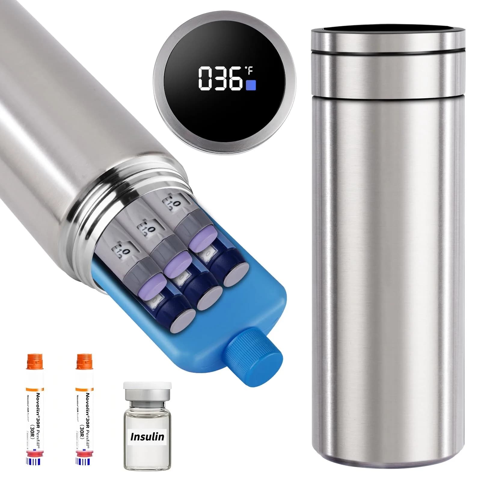 Bogush 60H Insulin Cooler Travel Case with Digital Temp Display 22.9cm (9in) | Keeps Insulin 2-8°C for 40 Hours - view 3