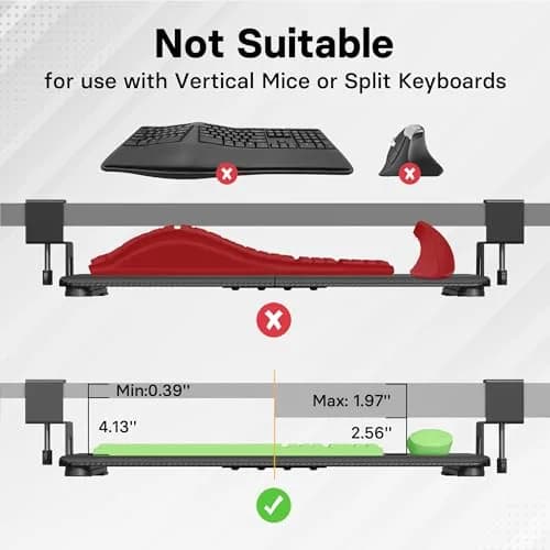 BONTEC Under Desk Keyboard Tray, Pull-Out Platform for Standard Keyboard & Mouse, 25.6" x 11.8" | Space-Saving Workspace Organizer thumbnail 6