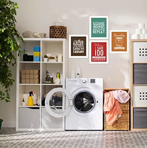 Inkdotpot 4 Piece Laundry Signs with White Frames 12x14 Inches | Modern Laundry Room Decor thumbnail 4