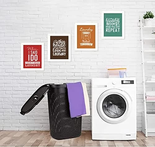 Inkdotpot 4 Piece Laundry Signs with White Frames 12x14 Inches | Modern Laundry Room Decor thumbnail 6
