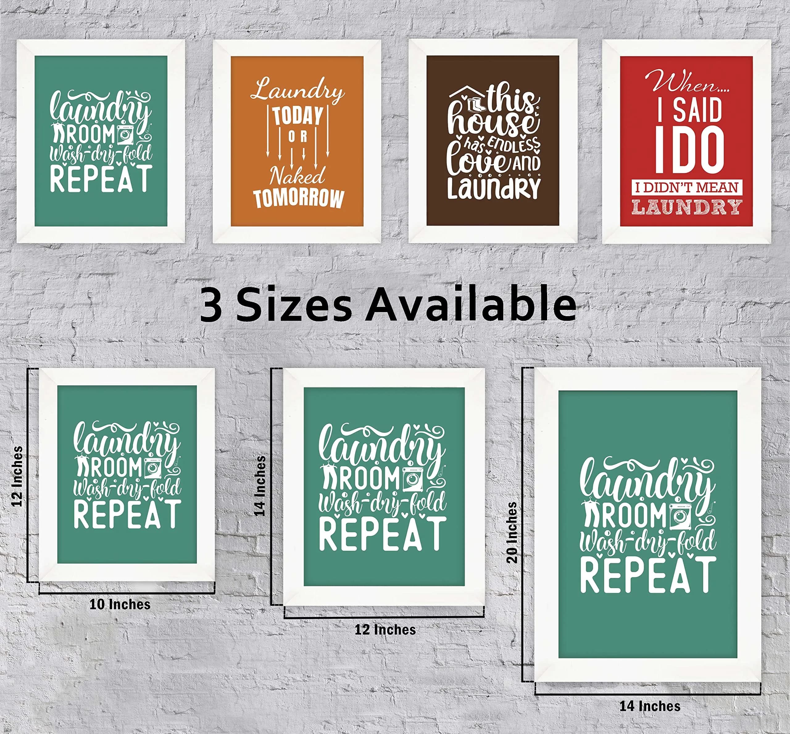 Inkdotpot 4 Piece Laundry Signs with White Frames 12x14 Inches | Modern Laundry Room Decor - view 3