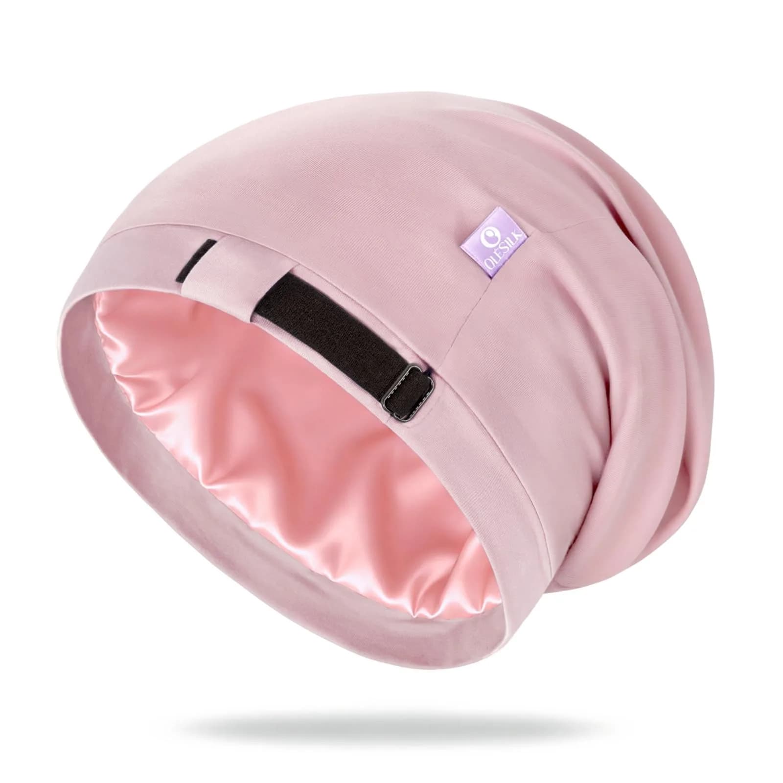 OLESILK 100% Mulberry Silk Bonnet for Sleeping Women, Hair Wrap for Curly Hair Care, Real Silk, Not Satin, Ivory (10.5" L x 11.5" W) — Pink / Medium