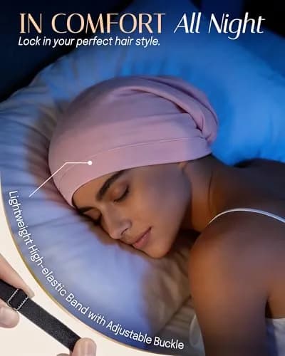 OLESILK Mulberry Silk Bonnet for Sleeping Women, Hair Wrap for Curly Hair Care, Pink (10.5 x 11.5 inches) thumbnail 5