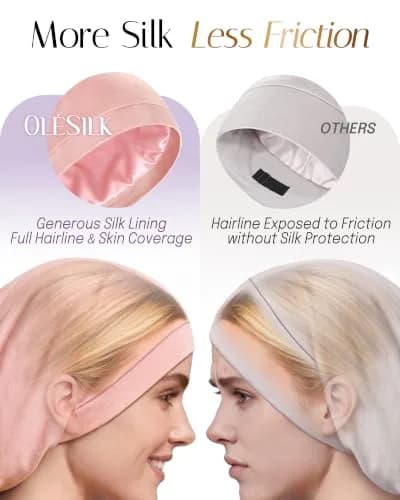 OLESILK Mulberry Silk Bonnet for Sleeping Women, Hair Wrap for Curly Hair Care, Pink (10.5 x 11.5 inches) thumbnail 7
