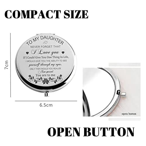 GAOLZIUY Daughter Gifts from Mom Compact Mirror 7.4cm (2.9in) | Engraved Message for Daughter thumbnail 5