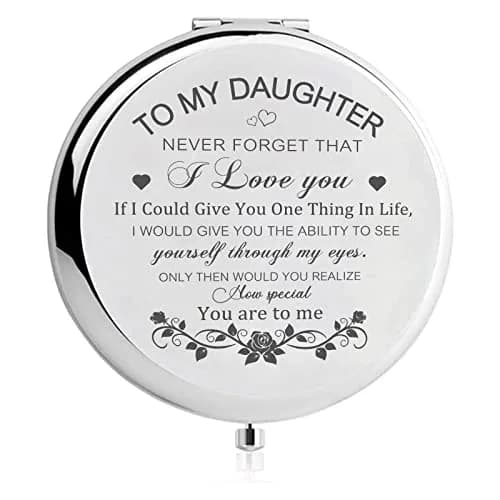 GAOLZIUY Daughter Gifts from Mom Compact Mirror 7.4cm (2.9in) | Engraved Message for Daughter thumbnail 1