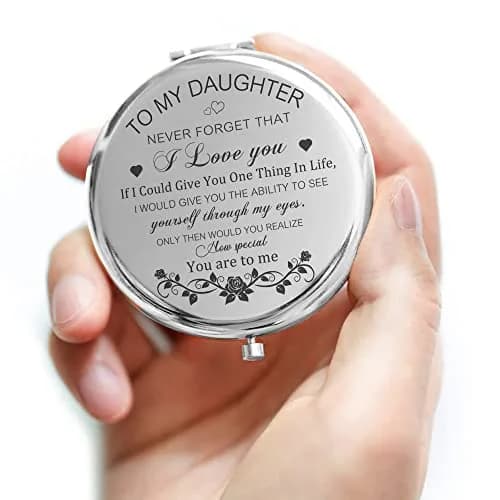 GAOLZIUY Daughter Gifts from Mom Compact Mirror 7.4cm (2.9in) | Engraved Message for Daughter thumbnail 8
