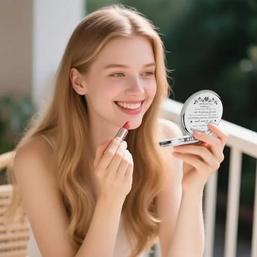 GAOLZIUY Daughter Gifts from Mom Compact Mirror 7.4cm (2.9in) | Engraved Message for Daughter thumbnail 2
