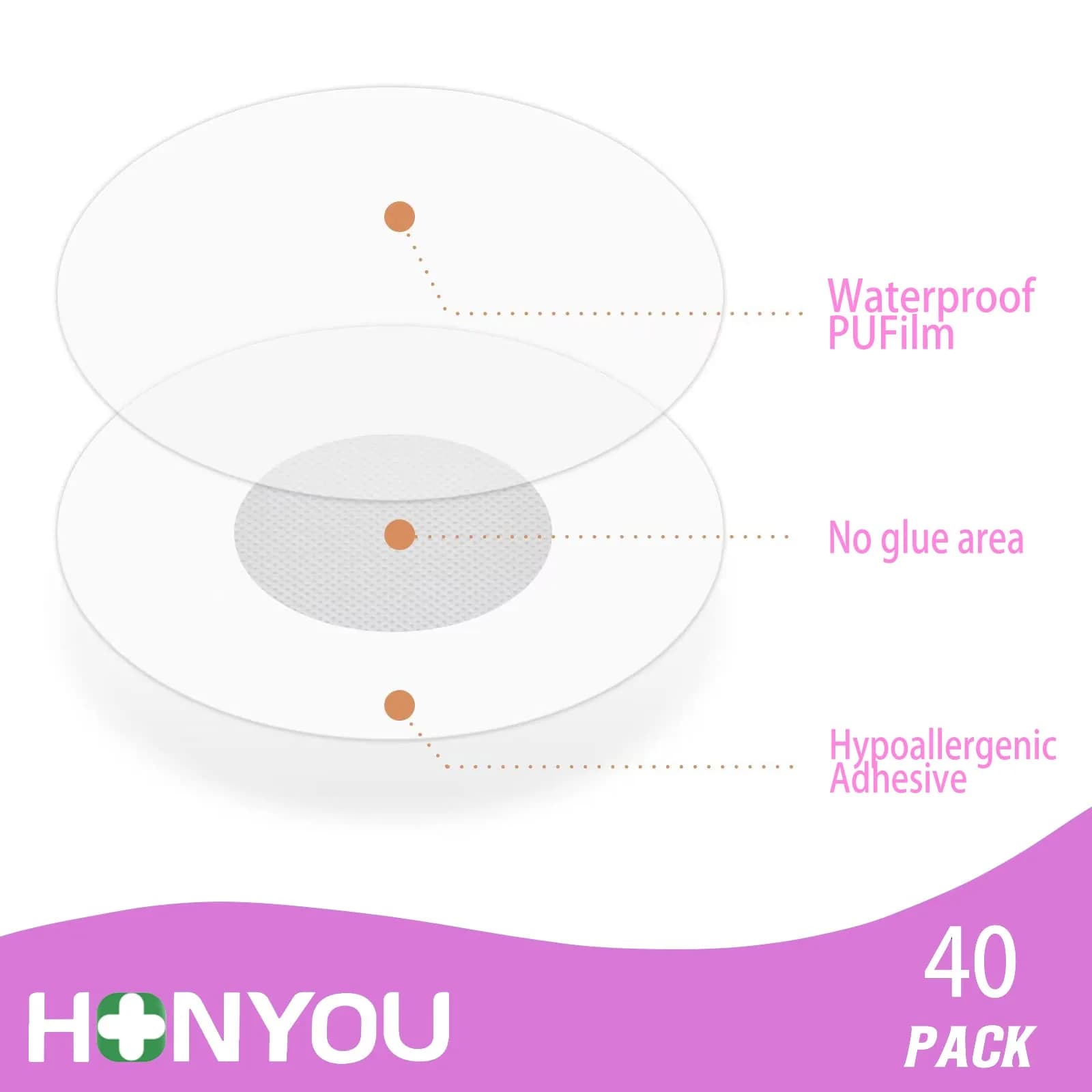 HONYOU Libre 3 Plus Sensor Covers Pink 40 Count | Waterproof Adhesive Patches for Freestyle Bandage - view 5
