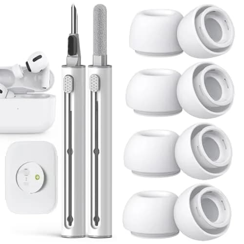 Pohgelan Replacement Ear Tips for AirPods Pro 2nd/1st Gen (XS/S/M/L, White) | 4 Pairs with Noise Reduction Holes & Dust Guard thumbnail 1