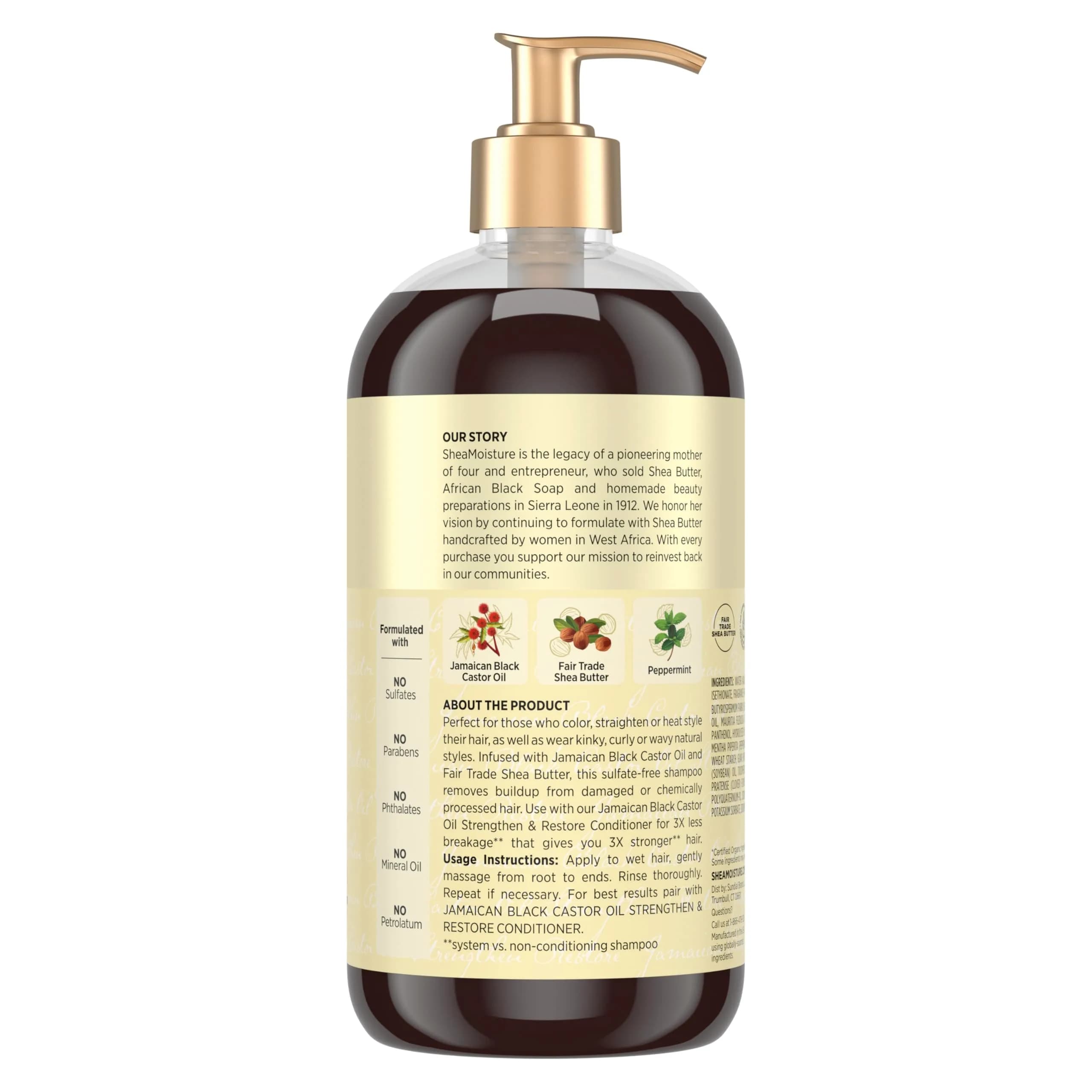 Shea Moisture Strengthen and Restore Shampoo Jamaican Black Castor Oil 710ml (24 Fl Oz) | For Damaged Hair & Breakage Control - view 2