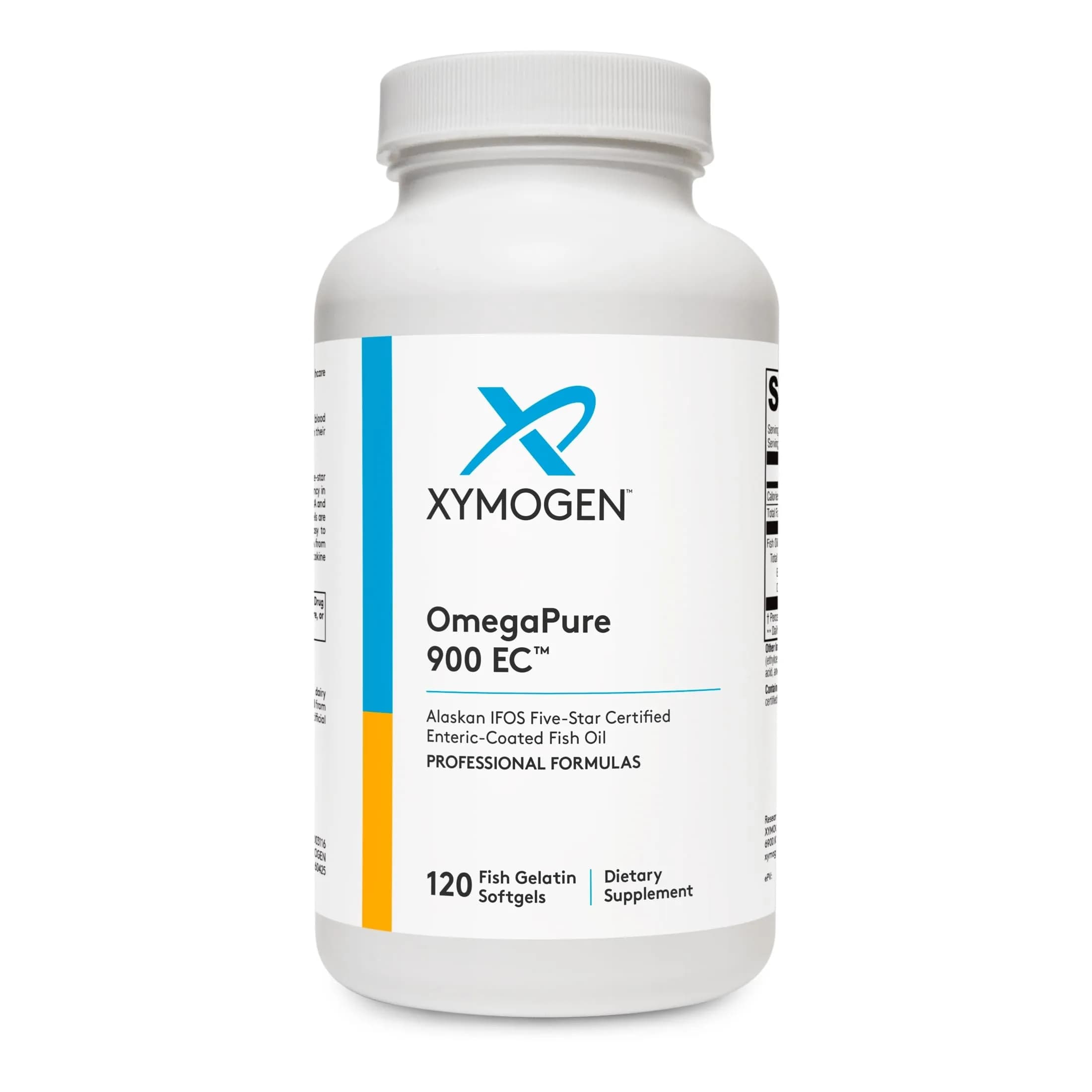 XYMOGEN OmegaPure 900 EC Softgels 120 Count (Pack of 1) | High-Strength EPA DHA Triglyceride Form — White
