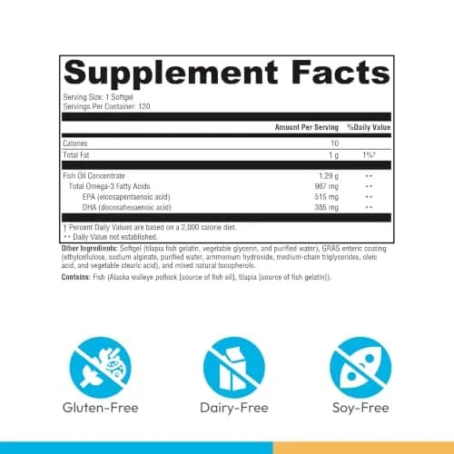 XYMOGEN OmegaPure 900 EC Softgels 120 Count (Pack of 1) | High-Strength EPA DHA Triglyceride Form thumbnail 2