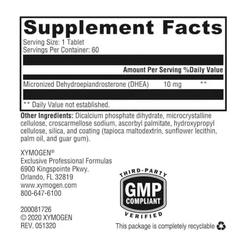 XYMOGEN DHEA Micronized 60 Tablets | Supports Hormone Balance & Adrenal Health thumbnail 2