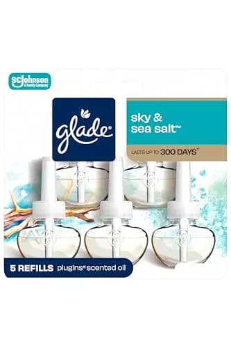 Glade Sky & Sea Salt PlugIns Refills Air Freshener 167.5ml (5 x 3.35 Fl Oz) | Scented with Essential Oils for Home & Bathroom thumbnail 1