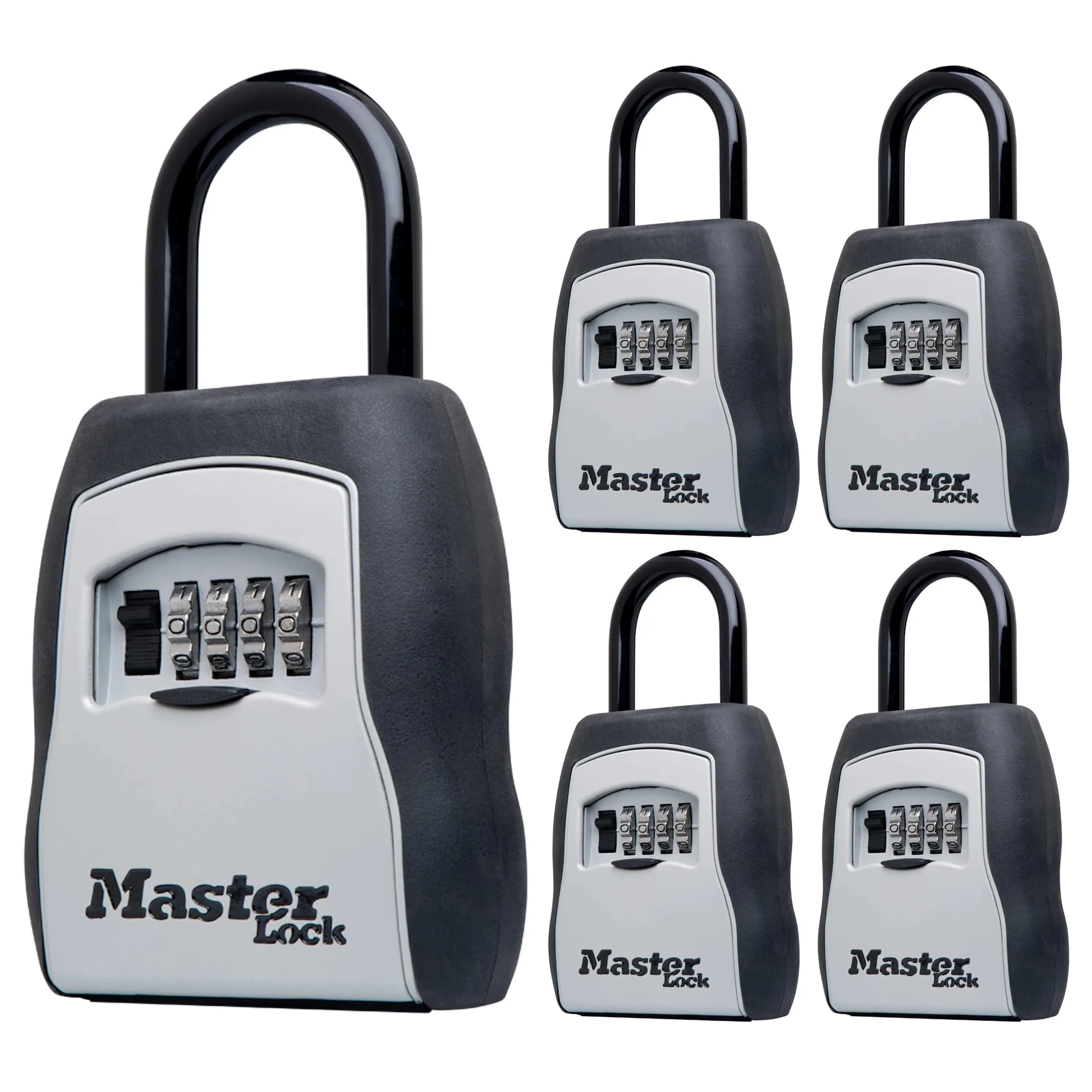 Master Lock Portable Key Lock Box 5-Pack 5400EC5 Black | Resettable Combination Lock for Secure Key Access