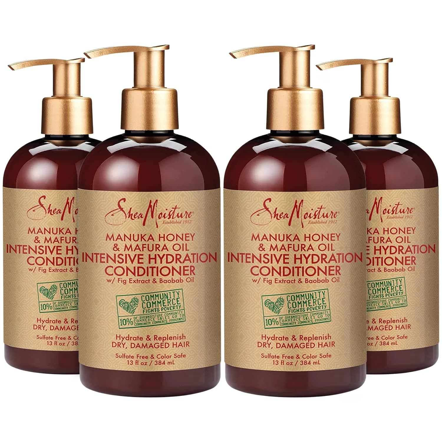 Shea Moisture Manuka Honey & Mafura Oil Intensive Hydration Conditioner 13 Fl Oz (Pack of 4) | Hydrate + Replenish Curly Hair - main product image